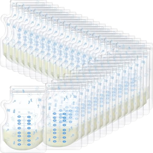 Sherr 500 Count Breastmilk Storage Bags 8 oz Breast Milk Storing Freezer Bags for Breastfeeding with Pour Spout Thickened Design Leak Proof Double Seal Self Standing Breastfeeding Storing Bags