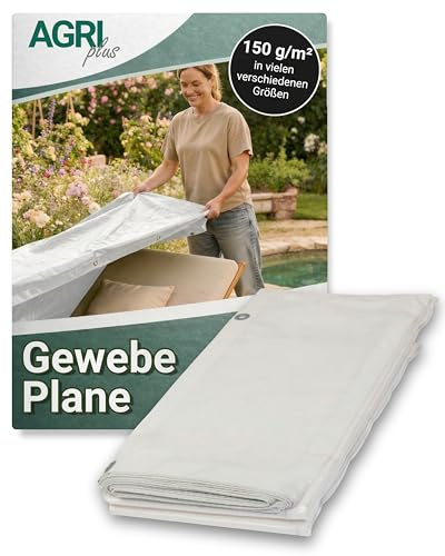 AGRI plus Gewebeplane 150 g/m² I 3 x 3 m I Verschiedene Größen I wasserdichte Abdeckplane mit Ösen I Beidseitig beschichtet & reißfest I Allzweckplane für Garten, BAU & Outdoor