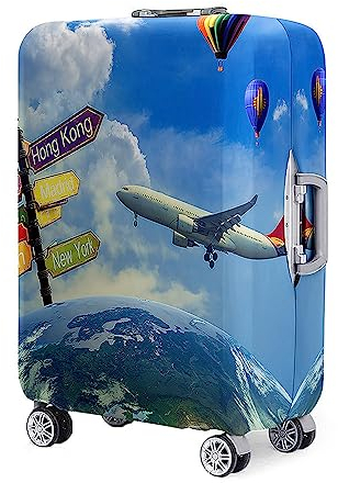 Surwin 3D Druck Reise Kofferschutzhülle Waschbare Reisetasche Kofferbezug Elastisch Kofferhülle Gepäck Cover Reisekoffer Hülle Schutz Bezug Schutzhülle (XL (30-32 Zoll),Verkehrsschilder)