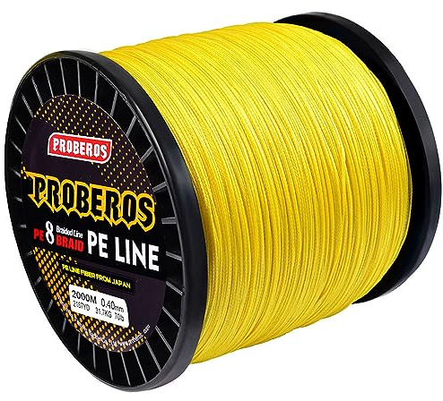 HACLEN 8-Fach Geflochtene Angelschnur, 6-300Lb, 2000M(2187Yards) Ultradünn, Sensibel, Präziser Wurf, Weicher Und Geschmeidiger, Abriebfest, Keine Dehnung, Kein Memory,Gelb,150LB/0.7mm