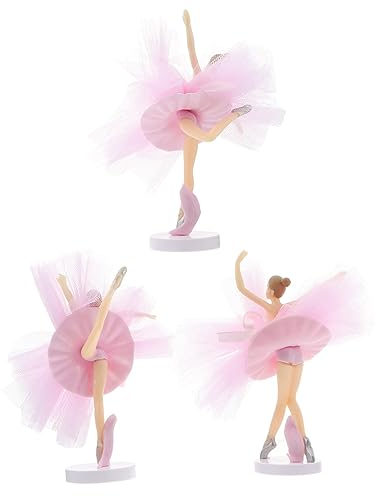 UPKOCH Ballet 3 Sets Ballerina Cupcake Toppers Girls Birthday Cake Decorations Tulle Cake Topper