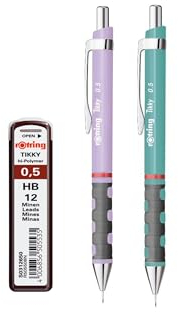rOtring Tikky Pastell-Druckbleistifte mit hochpolymeren Nachfüllungen, HB 0,5 mm, Orchideenblüte, Meerblau, 2 Stück