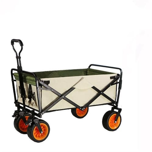 ENWYTE Chariot À Bras Pliable avec Freins Chariot De Courses 100 Kg avec Roues Tout Terrain Extra Larges Et Frein Poignée Réglable Et Sac De Couverture Chariot De Camping 100 L for Pique-Nique sur La