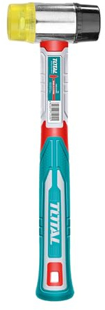 TOTAL - Martello in Gomma a Doppia Testa - Mazza per Falegnameria, Assemblaggio, Meccanica - Colpisce Senza Danneggiare la Superficie - 40 mm - Manico in Fibra Trimateriale - Teste in Nylon e Gomma