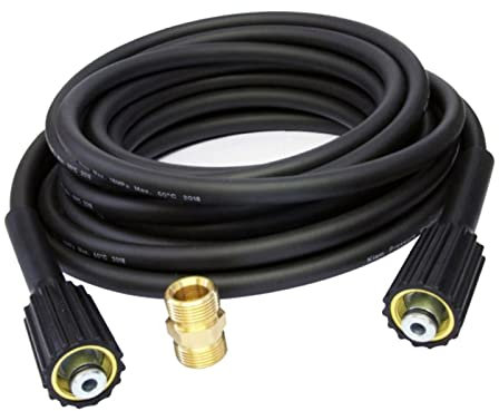 10m High Pressure Washer Hose Flexible Power Washer Extension Hose Jet Wash Extension Hose M22/14mm Female to Male Connector, Working Pressure 180Bar/2610PSI