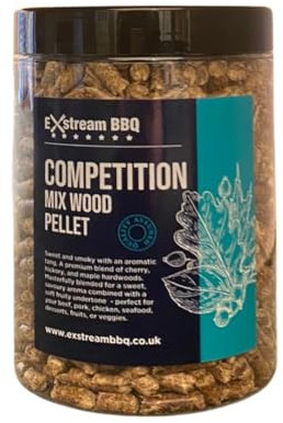 Exstream BBQ Smoking Pellets X1 Litre Jar, Premium Quality, 10 Natural Flavours for Wood Fired Ovens and Grills. (Competition Mix)
