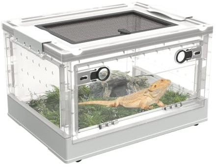 PXIWDAN Reptile Breeding Box Reptile Feeding Box Breeding Enclosure Cages Amphibians Habitat Faunarium(White,55cm)
