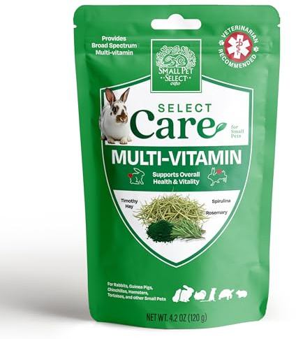 Small Pet Select Select Care Multi Vitamin Support with Timothy Hay, Natural Herbs for Rabbits, Guinea Pigs, Small Animals, 120g Resealable Pouch