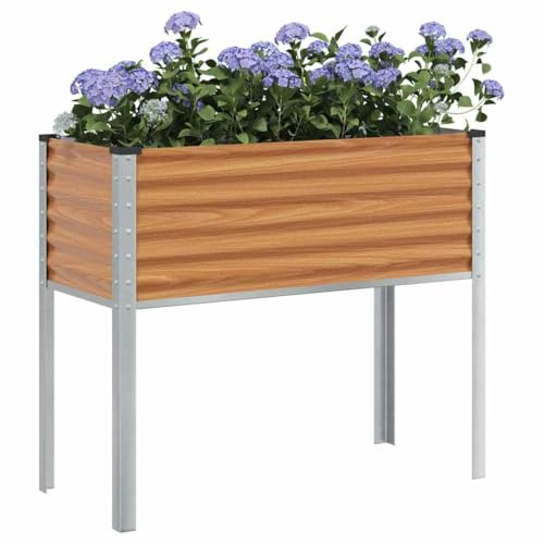 vidaXL Trädgårdsplanterare Ljusbrun 100 x 45 x 90 cm Galvaniserat Stål