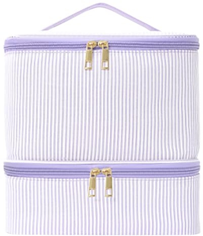 ZoraYorce dubbla lager nagellack arrangör väska i PU-läder med handtag, nagellack förvaring organiserare för resor manikyrtillbehör, lila, 9.25x9.25x7.87Zoll, Minimalistisk