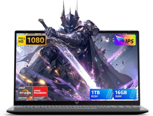 MALLRACE Gaming Laptop,AMD Ryzen 7 5825U(Beat Intel i7-1255,up to 4.5GHz), Radeon RX Vega 8 Graphics,15.6 FHD Display,16GB RAM 1TB NVMe SSD Laptop Computer with Numeric KB,Type_C (Full Function)