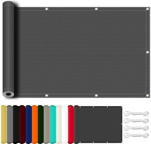 Filet d'ombrage 185 x 390 cm Imperméable Protection UV 98% en Résistant, Solaire Résistante Aux Intempéries, Toile Solaire Voile d'ombrage, pour Terrasse Jardin Extérieur, Gris Foncé
