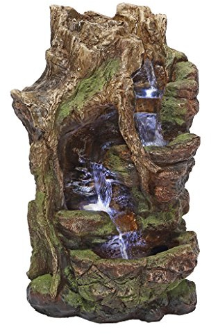 Design Toscano QN164017 Water Fountain with LED Light - Willow Bend Garden Decor Fountain - Outdoor Water Feature, Multicolored, 10½W x 10D x 18H