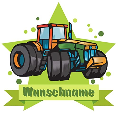 Samunshi® Traktor Aufkleber mit Namen Autoaufkleber Namensaufkleber Kinder - 15x13,1cm mehrfarbig