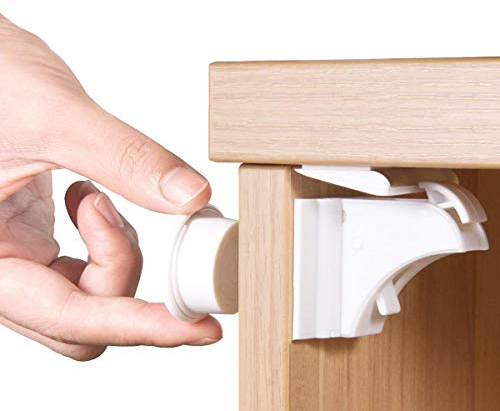 Norjews Baby Sicherheit Magnetisches Schrankschloss(10 Schlösser + 2 Schlüssel) | zum Kindersicherung Schloss für Schränke und Schubladen | Unsichtbare | Klebeband | Ohne Bohren oder Werkzeug