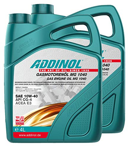 Addinol 2X Gasmotoröl Motorenöl Motor Motoren Motor Oil Engine Oil 10W-40 Mg 1040 4L 72500925