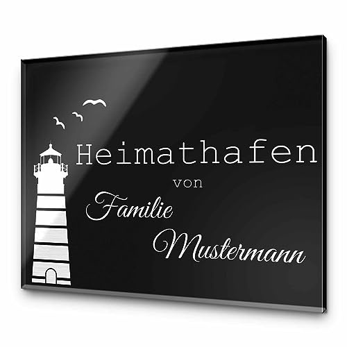 Modernes Acrylglas Klingelschild mit personalisierter Wunschravur und vielen verschiedenen Motiven - Optional in Schwarz oder Anthrazit | viele Größen und Formen ab 8x5 cm