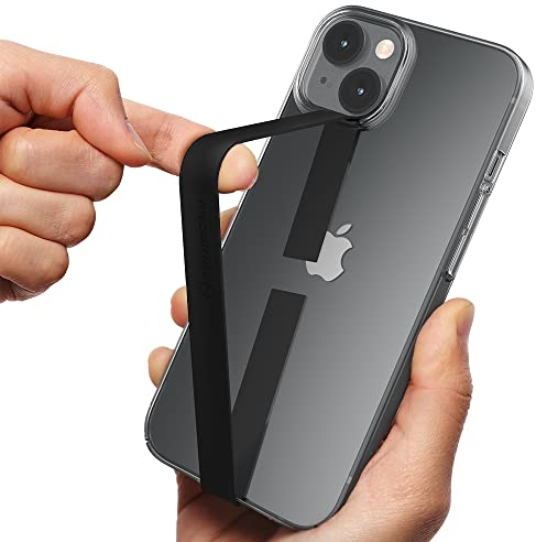 Ultra Slim Phone Loop Finger Holder, Sinjimoru Secure Strap as Mobile Grip Compatible with iPhone Case & Samsung Phone. Black