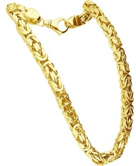 FILANGO Halskette Unisex 925er Silber Königskette mit Karabinerverschluss hochglanzpoliert goldfarben 24K vergoldet 4,2 mm Länge 50 cm