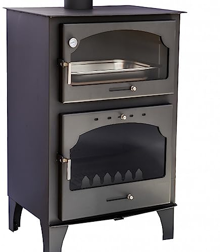 JOIMA - Estufa de Leña con Horno Modelo JABALON HORNO 9 kW. Incluye Bandeja en Acero Inoxidable para Asados.