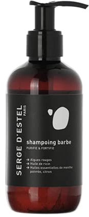 SERGE D'ESTEL PARIS Shampoing Barbe Sans Sulfate 200ml Boost la Croissance de la Barbe Purifie et Adoucit Le Poil Formule Vitaminée 100% Vegan Made in France