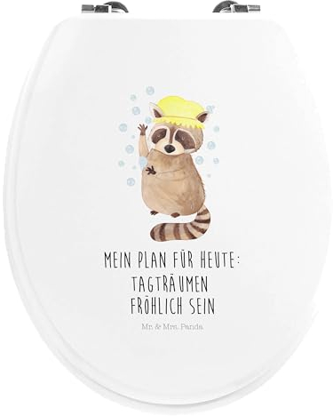 Mr. & Mrs. Panda Motiv WC Sitz Waschbär - Geschenk, Fröhlich, Tiere, Toilette, Toilettendeckel, waschen, WC-Sitz, Klobrille, Gute Laune, Tagträumen,
