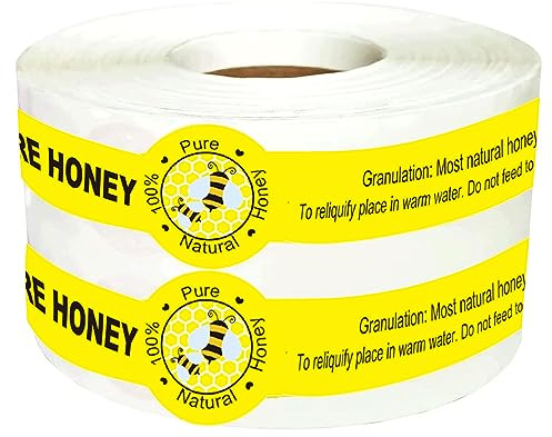 Lot de 500 autocollants inviolables pour bocaux à miel 2,5 x 22,9 cm