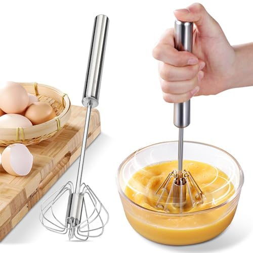 UV STYLISH Frusta per Uova in Acciaio Inox, Frullatore a Mano, Frustare, Battere e Mescolare Durante Cottura, Lavabile in Lavastoviglie, Silver
