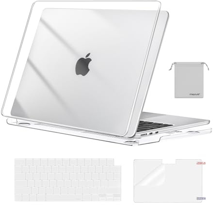 MOSISO Compatible with MacBook Air 13 inch Case M5 2026 M4 2025 M3 M2 2024-2022 A3449 A3240 A3113 A2681,Hard Shell&Keyboard Cover&Screen Film&Pouch for MacBook Air 13.6 inch Case, Crystal Clear