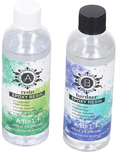 Kit Transparente de Resina Epoxi 1: 1 Revestimiento de Resina Epoxi Respetuoso con el Medio Ambiente Altamente Transparente Autodesespumante (Pegamento A 100 Ml + Pegamento B 100 Ml) para JoyeríA