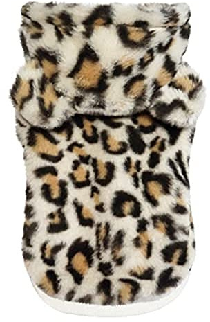 Croci Sweatshirt für Hunde mit Guepard-Kapuze, Rückengröße 35 cm, Öko-Fell, verstellbar mit Klettverschluss, mit Gummizug und Loch für Leine und Geschirr, Leopardenfarbe