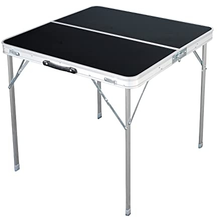 Mojawo XL Aluminium Campingtisch schwarz oder weiß klappbar mit Tragegriff Alu Verschiedene Maße, Campingtische:Schwarz 80x80x70cm