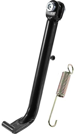 A ABSOPRO Seitenständer Mit Feder 25cm Für Honda CG125 1 Stück | Material Aluminiumlegierung, Farbe Schwarz, Loch 9/14mm, Gewinde M10x1.25, Rutschfest, Einstellbar