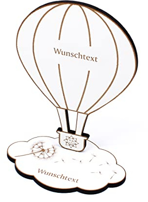 Geldgeschenk Heißluftballon - inkl. Wunschtext - Schild für Geld Gutschein Gutscheingeschenk Heißluftballonfahrt - 11 x 16 cm