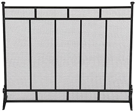 CAZARU Feuerschutz/Funkenschutz, Kaminschutz, vertikales Gitter, dekoratives Eisengeflecht, 99 x 30,5 x 79 cm, Feuerschutz