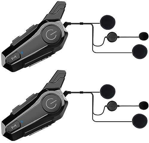 cepkquis Motorcycle Bluetooth Headset Wireless Helmet 2-Way 400M Intercom Headphone with CVC Noise Cancellation Stereo Music IPX6 Waterproof for Half/Open Face Helmet 2 Pack