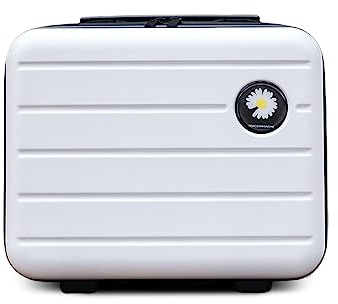 Balakaka Kosmetikkoffer 34x15x25 cm Kleine Daisy, Beautycase Damen Hartschale mit Handgriff und Reißverschluss, ABS Wasserdicht Große Kapazität Schminktasche für Reisen, Weiß
