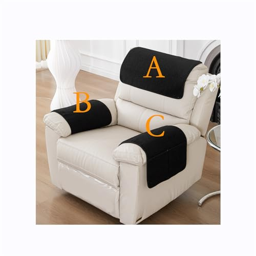 HYRAM Couch überwurf,Plüsch Superweich Sofaüberwurf，Armkappen, Für Sessel,Armlehnenschoner Für Sofa Kopfstützenbezug Für Möbelbezüge Weiche Abnehmbar Sesselbezüge (1 Seater(3pcs),Black)