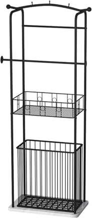 PFCDZDU Bodenständig Wäscherei Sorter, Freistehend Metall Kleidung Handtuch Schiene, Badezimmer Schlafzimmer Balkon Wäscherei Lagerung Veranstalter (Farbe : Schwarz, Größe : 18.9x11.8x52.4in)
