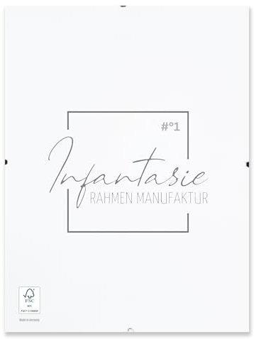 Infantasie 'N°1' Rahmenloser Bilderrahmen Cliprahmen 70x140 cm | Moderner Bildhalter für stilvolle Gallerie Präsentationen mit weiß laminierter MDF-Holz Rückwand und Acrylglasscheibe