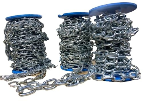 Elkoza DIN 5685 Heavy Duty Hot Dipped Galvanised DIY Strong Short Link Steel Chain (6mm Galvanised Chain, 3 Meter Chain)