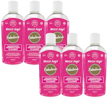 Fabulosa 4 in 1 Concentrated Antibacterial Disinfectant All Purpose Cleaner, 220ml, 6 Pack, Winter Angel