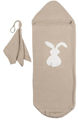 Minora Baby Strickwaren Cocoon Swaddle Set, 0-8 Monate, Winter Schlafsack Newborn Pucksack, Neugeborene Pucktuch, Baumwolle