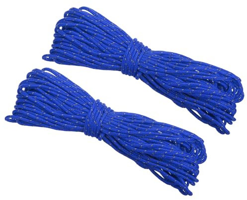 PATIKIL 65 Feet Reflective Guyline Camping Paracord, 2Pcs 3mm Tent Cord Guyline Rope Nylon Paracord Rope for Camping Tent Tarp Hiking, Dark Blue (20M)