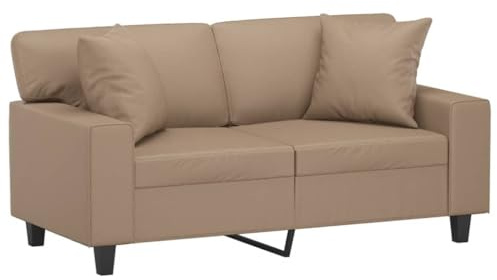 vidaXL Sofa 2 Sitzer, Couch mit Zierkissen, Liegesofa für Wohnzimmer, Polstersofa Sessel Relaxsofa Loungesofa Relaxcouch, Cappuccino Braun Kunstleder