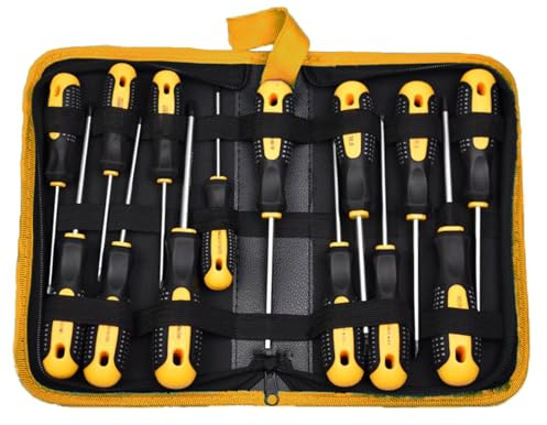 NRGDILY Schraubendreher Set, 14 tlg Magnetisch Schraubenzieher Set mit U Typ/Y Typ/Dreieck/innere Kreuzkopfgröße für alle Anwendungen, Werkzeugtasche Inklusive