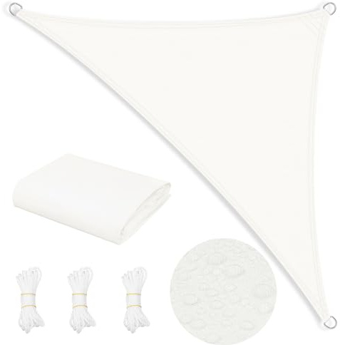 WOLTU Toldo Vela de Sombra Impermeable, Toldo Triangular 3x3x4,25 m de Poliéster 200 g/m², a Prueba de Viento y Protección Rayos UV, para Exxterior como Jardin, Patio, Piscina, Crema