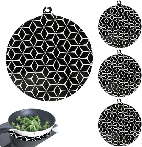 VireEyU Juego de 4 Protectores para Placa de Inducción - Ø 22 cm - Esterilla de Silicona Resistente al Calor hasta 300°C - Esterilla Antideslizante para Placas de Inducción.