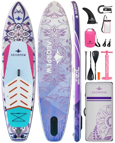 AEORPEW 335CM Premium SUP Board Set, Stand up Paddle Board for Aufblasbar, Mit Allem Zubehör und Universal Kamerahalterung, Paddling Board für 2+1 Personen/Familien, Anfänger, Fortgeschrittene, 200kg