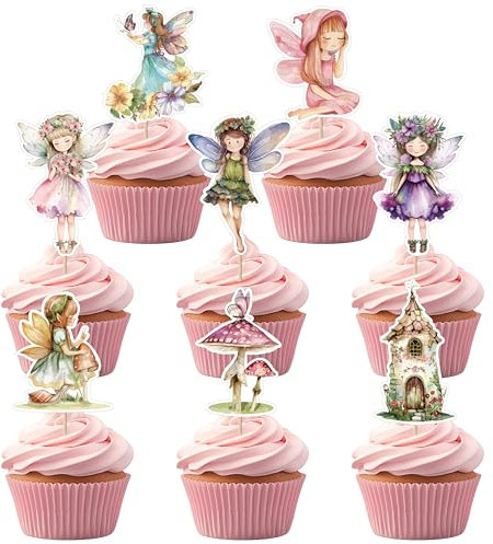Party Go 32PCS Cupcake Toppers - Angel Fairy Cupcake Picks Wing Decorations for Wedding, Baby Shower, Birthday Party Cake Decorations